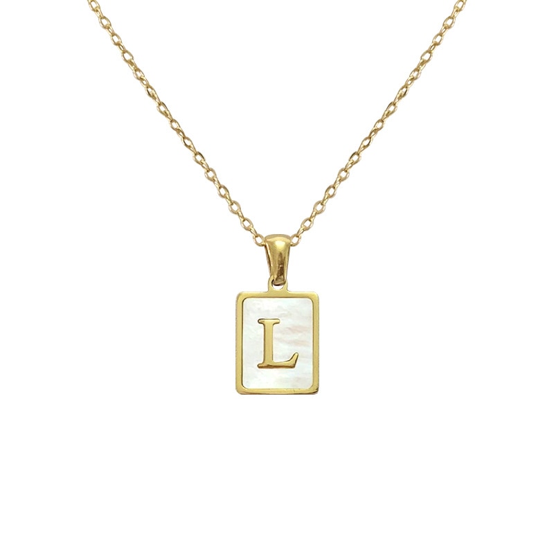 Ava Mother of Pearl Initial Necklace