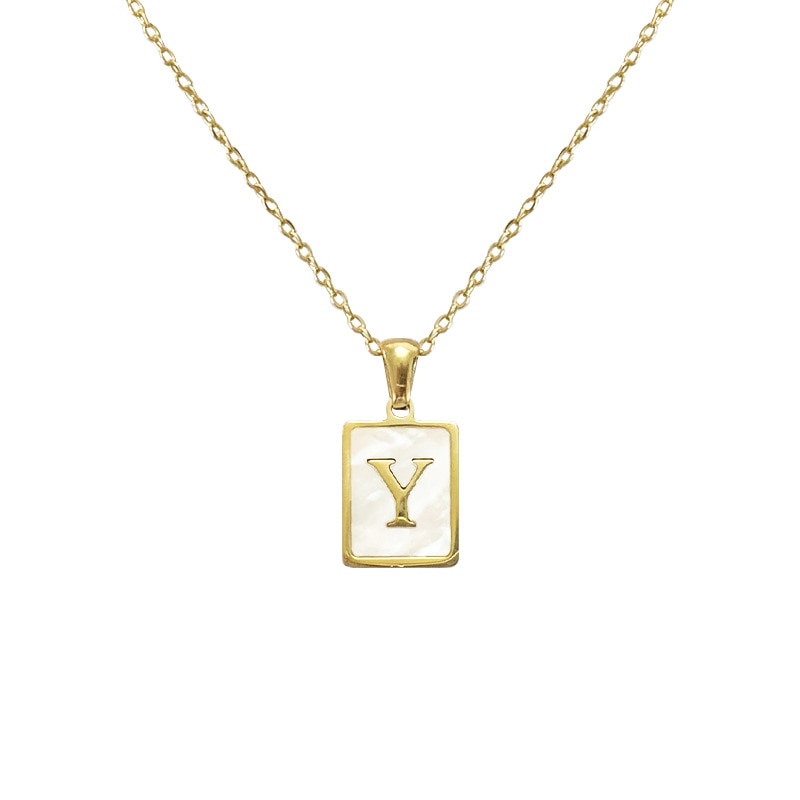 Ava Mother of Pearl Initial Necklace