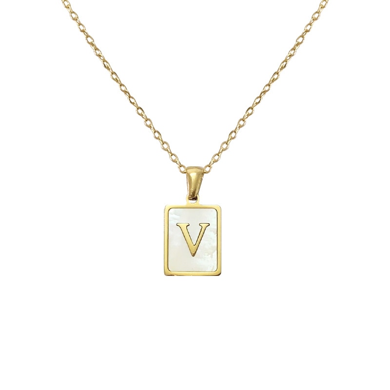 Ava Mother of Pearl Initial Necklace