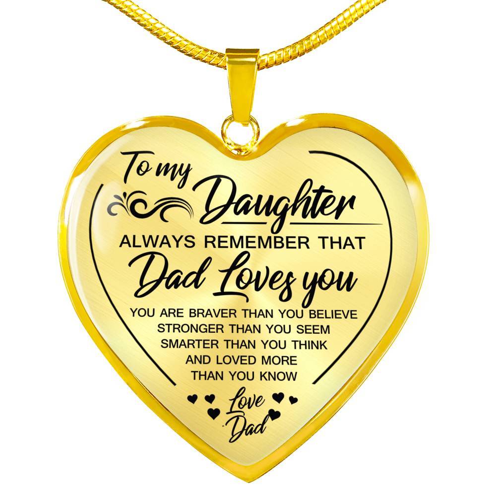 To My Daughter, Love Dad Heart Necklace