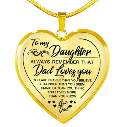 To My Daughter, Love Dad Heart Necklace