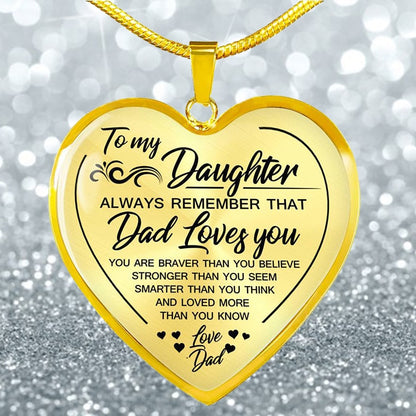 To My Daughter, Love Dad Heart Necklace