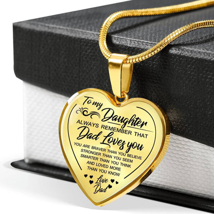 To My Daughter, Love Dad Heart Necklace