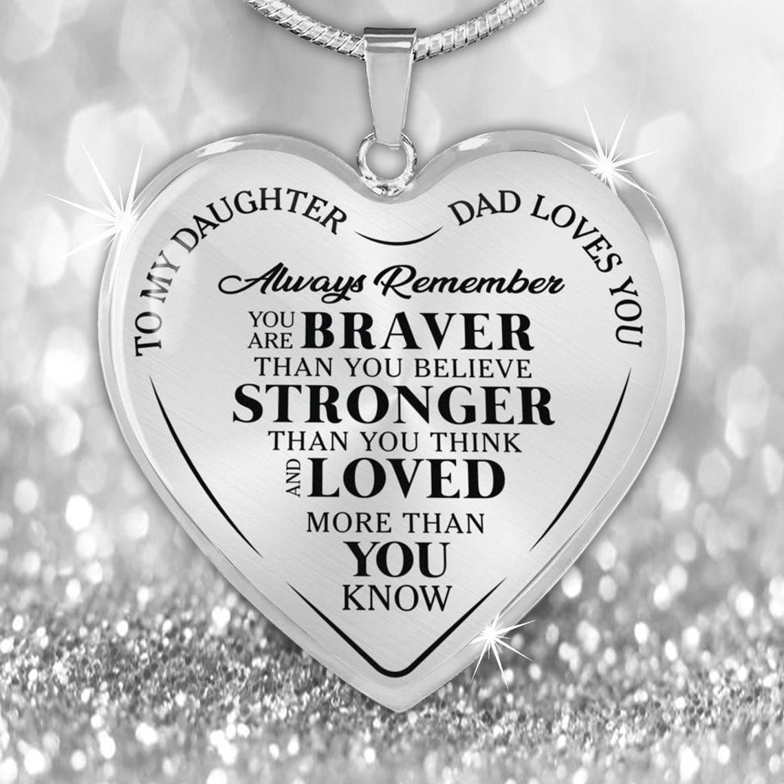 To My Daughter, Love Dad Heart Necklace