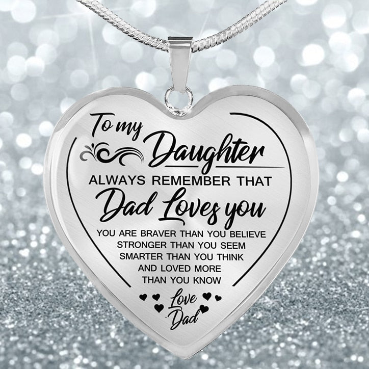 To My Daughter, Love Dad Heart Necklace