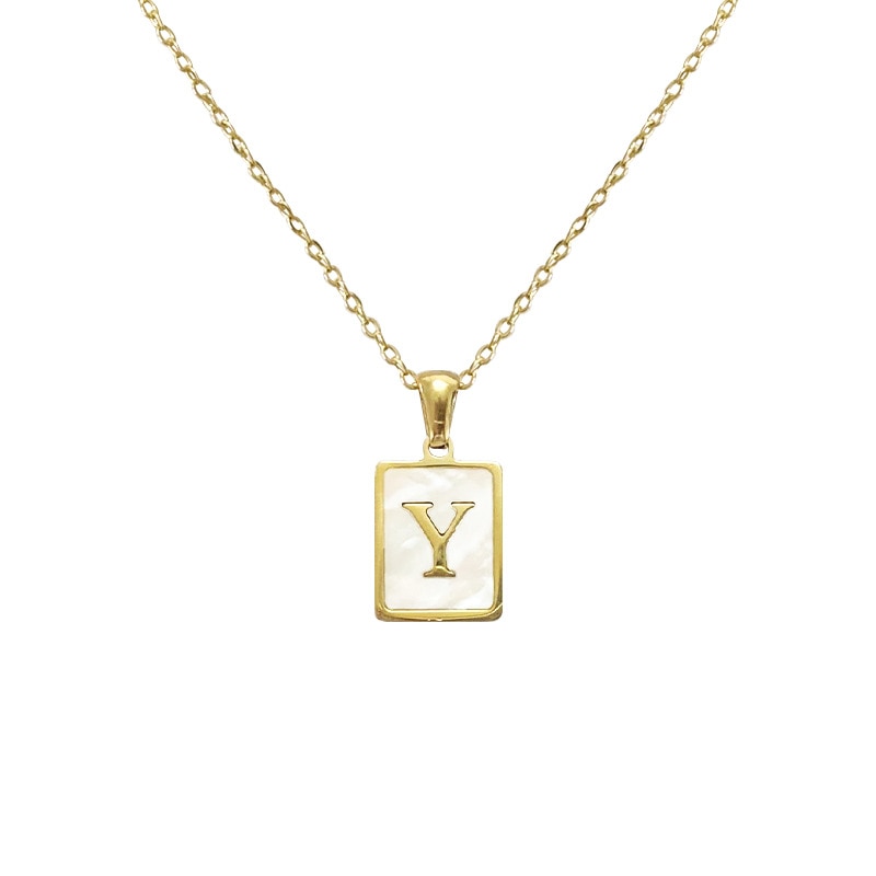 Ava Mother of Pearl Initial Necklace