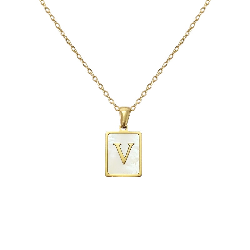 Ava Mother of Pearl Initial Necklace