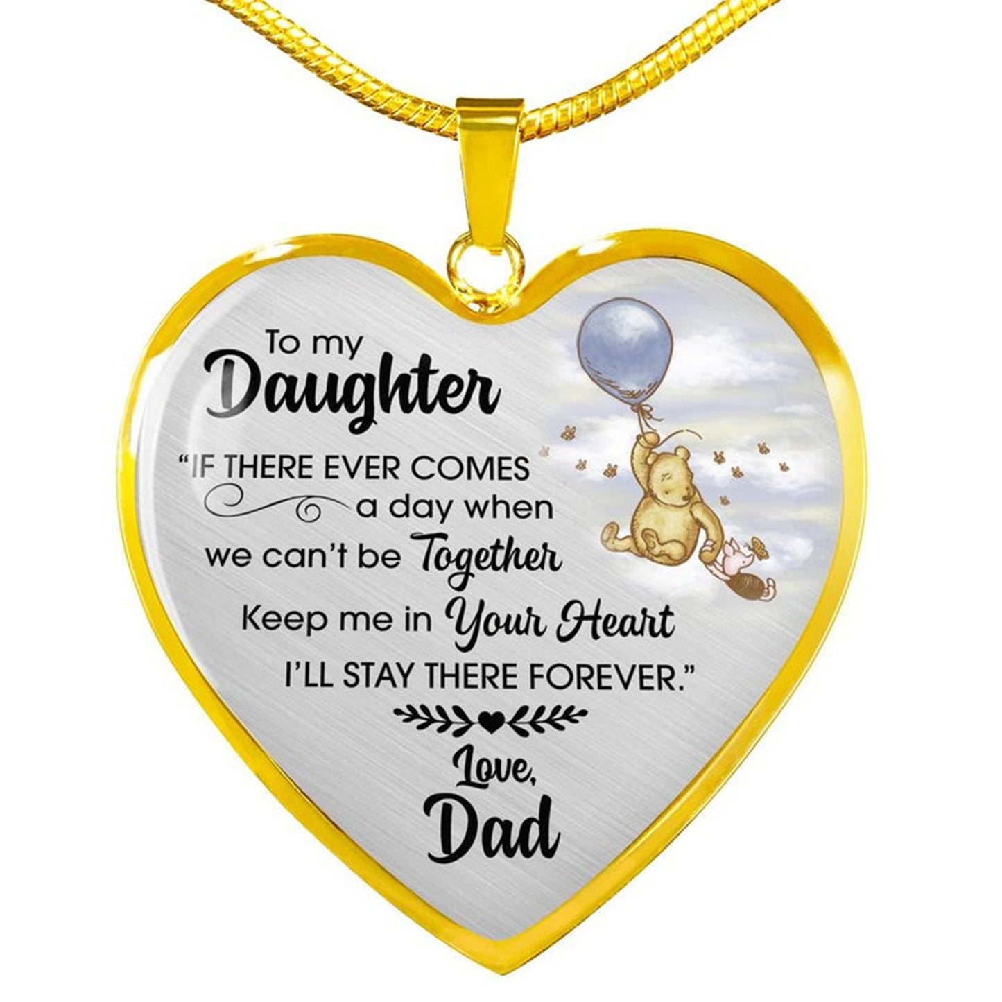 To My Daughter, Love Dad Heart Necklace