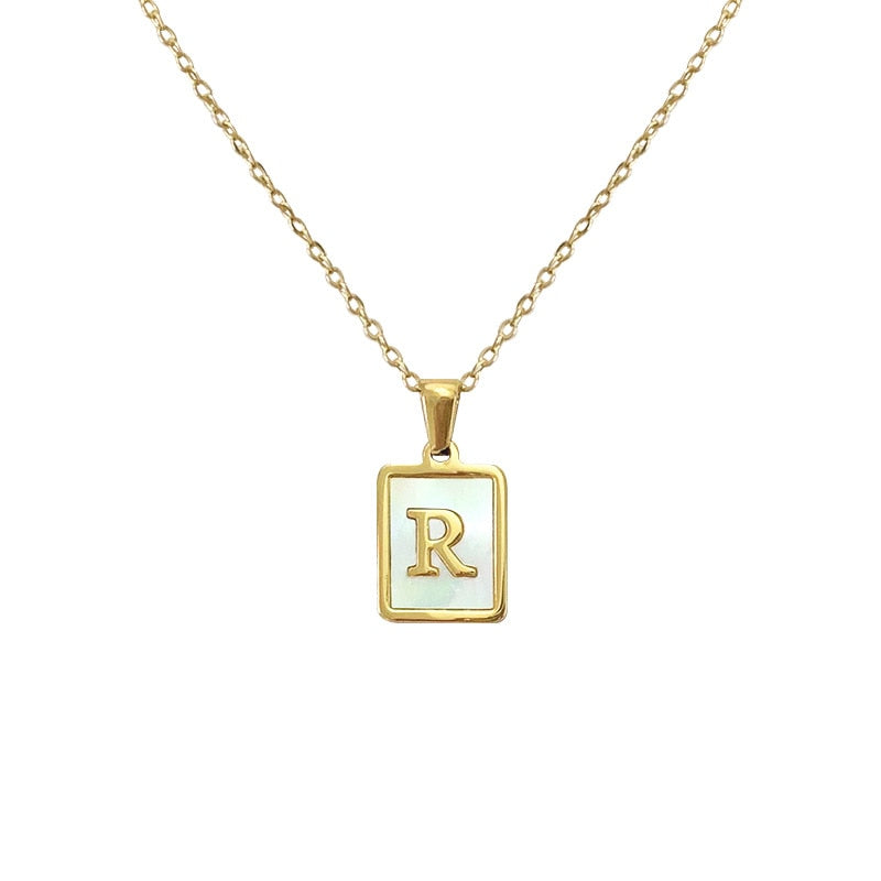 Ava Mother of Pearl Initial Necklace