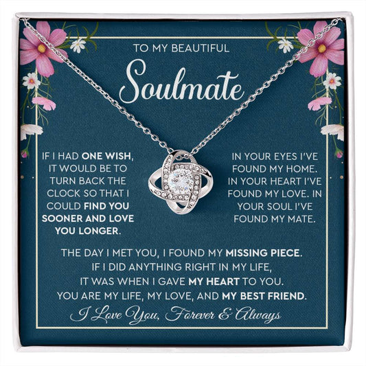 To My Beautiful Soulmate | I Love You, Forever & Always - Love Knot Necklace