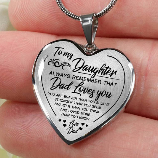 To My Daughter, Love Dad Heart Necklace